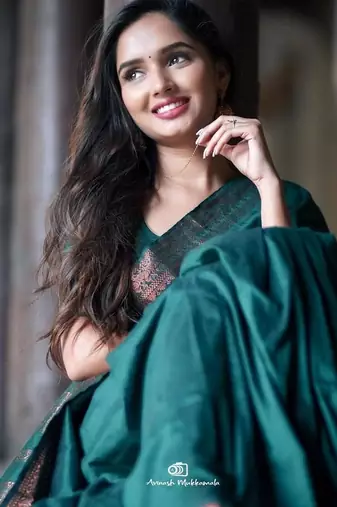 Turquoise silk blend jacuard work festival saree with unstitched blouse piece