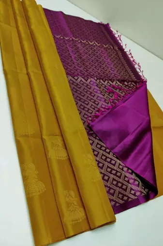 Mustard pink silk blend jacuard work festival saree with unstitched blouse piece