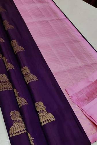 Wine pink silk blend jacuard work festival saree with unstitched blouse piece