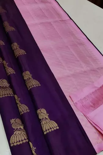 Wine pink silk blend jacuard work festival saree with unstitched blouse piece