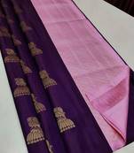 Wine pink silk blend jacuard work festival saree with unstitched blouse piece