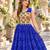 Blue georgette readymade navratri anarkali suit with bandhej & mirror work