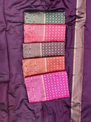 Wine silk blend jacuard work festival saree with unstitched blouse piece 2