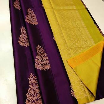 Wine yellow silk blend jacuard work festival saree with unstitched blouse piece 1