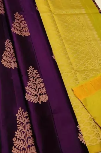 Wine yellow silk blend jacuard work festival saree with unstitched blouse piece