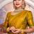 Yellow silk blend jacuard work festival saree with unstitched blouse piece