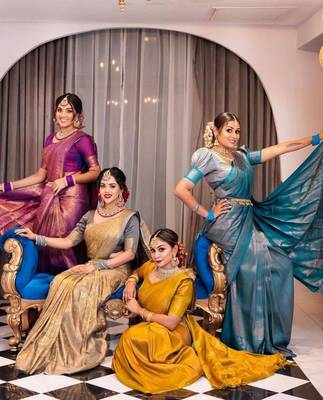Yellow silk blend jacuard work festival saree with unstitched blouse piece 3