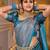 Turquoise silk blend jacuard work festival saree with unstitched blouse piece