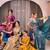 Turquoise silk blend jacuard work festival saree with unstitched blouse piece