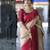 Beige maroon silk blend jacuard work festival saree with unstitched blouse piece