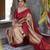 Beige maroon silk blend jacuard work festival saree with unstitched blouse piece