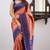 Peach blue silk blend jacuard work festival saree with unstitched blouse piece
