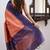 Peach blue silk blend jacuard work festival saree with unstitched blouse piece