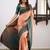 Peach green silk blend jacuard work festival saree with unstitched blouse piece