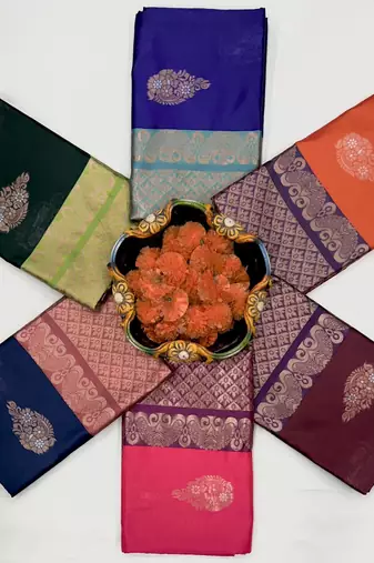 Blue pink silk blend jacuard work festival saree with unstitched blouse piece