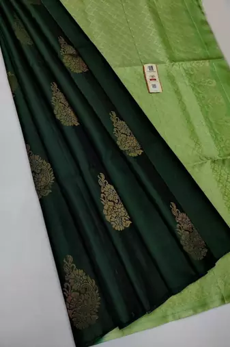 Green parrot silk blend jacuard work festival saree with unstitched blouse piece