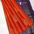 Orange blue silk blend jacuard work festival saree with unstitched blouse piece