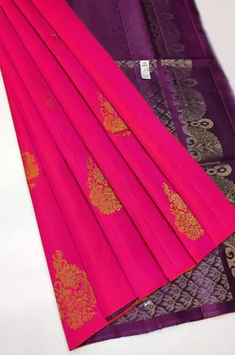 Pink wine silk blend jacuard work festival saree with unstitched blouse piece