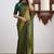 Green silk blend jacuard work festival saree with unstitched blouse piece