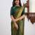 Green silk blend jacuard work festival saree with unstitched blouse piece