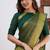 Green silk blend jacuard work festival saree with unstitched blouse piece