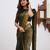 Black silk blend jacuard work festival saree with unstitched blouse piece