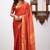 Orange silk blend jacuard work festival saree with unstitched blouse piece