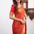 Orange silk blend jacuard work festival saree with unstitched blouse piece