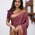 Wine silk blend jacuard work festival saree with unstitched blouse piece