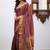 Wine silk blend jacuard work festival saree with unstitched blouse piece