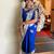 Royal blue silk blend jacuard work festival saree with unstitched blouse piece
