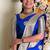 Royal blue silk blend jacuard work festival saree with unstitched blouse piece