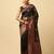 Black silk blend jacuard work festival saree with unstitched blouse piece