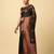 Black silk blend jacuard work festival saree with unstitched blouse piece
