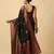 Black silk blend jacuard work festival saree with unstitched blouse piece