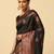 Black silk blend jacuard work festival saree with unstitched blouse piece