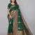 Green silk blend jacuard work festival saree with unstitched blouse piece