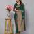 Green silk blend jacuard work festival saree with unstitched blouse piece