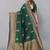 Green silk blend jacuard work festival saree with unstitched blouse piece