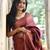 Maroon silk blend jacuard work festival saree with unstitched blouse piece