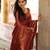 Maroon silk blend jacuard work festival saree with unstitched blouse piece
