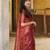 Maroon silk blend jacuard work festival saree with unstitched blouse piece