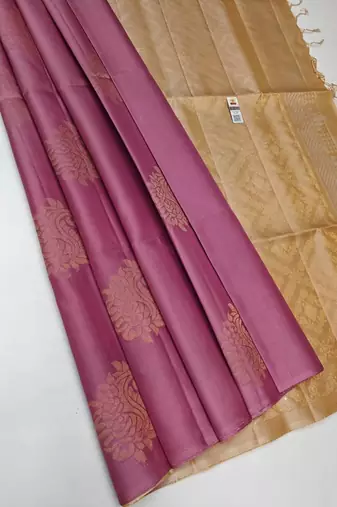 Pink beige silk blend jacuard work festival saree with unstitched blouse piece