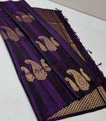 Wine silk blend jacuard work festival saree with unstitched blouse piece