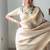Off white silk blend jacuard work festival saree with unstitched blouse piece