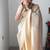 Off white silk blend jacuard work festival saree with unstitched blouse piece