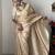 Off white silk blend jacuard work festival saree with unstitched blouse piece