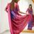 Blue wine silk blend jacuard work festival saree with unstitched blouse piece