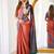 Orange wine silk blend jacuard work festival saree with unstitched blouse piece
