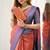 Orange wine silk blend jacuard work festival saree with unstitched blouse piece